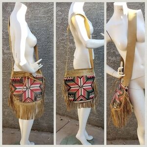 😍1 HOUR Sale  ROCKING‎ RODEO  BOHO LEATHER FRINGE AND CRYSTAL BAG